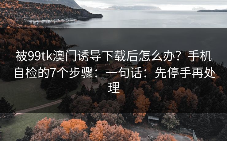 被99tk澳门诱导下载后怎么办？手机自检的7个步骤：一句话：先停手再处理