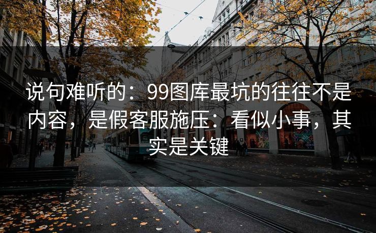 说句难听的：99图库最坑的往往不是内容，是假客服施压：看似小事，其实是关键